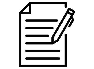 piktogramm blatt mit stift 